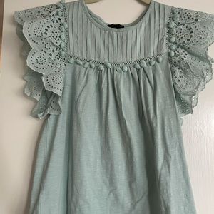 J. Crew Eyelet Flutter Sleeve Tee